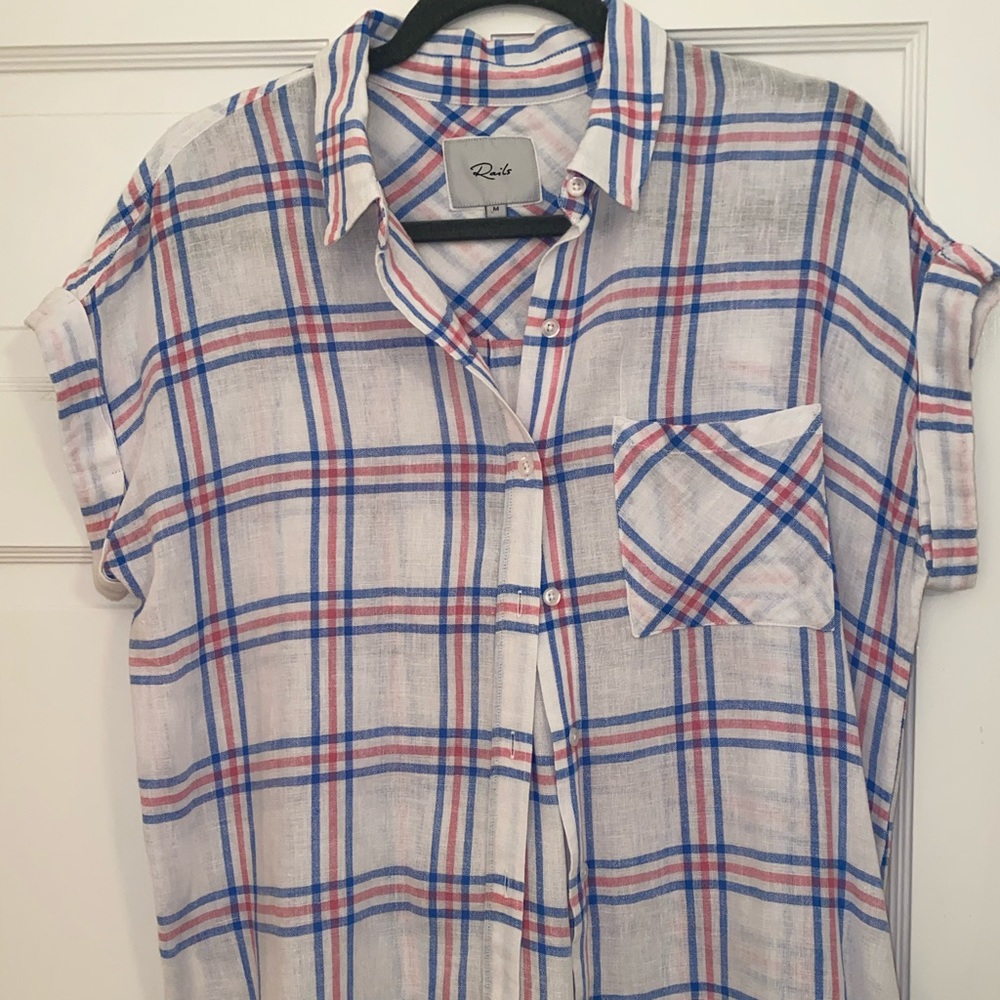 Rails button down short sleeve top